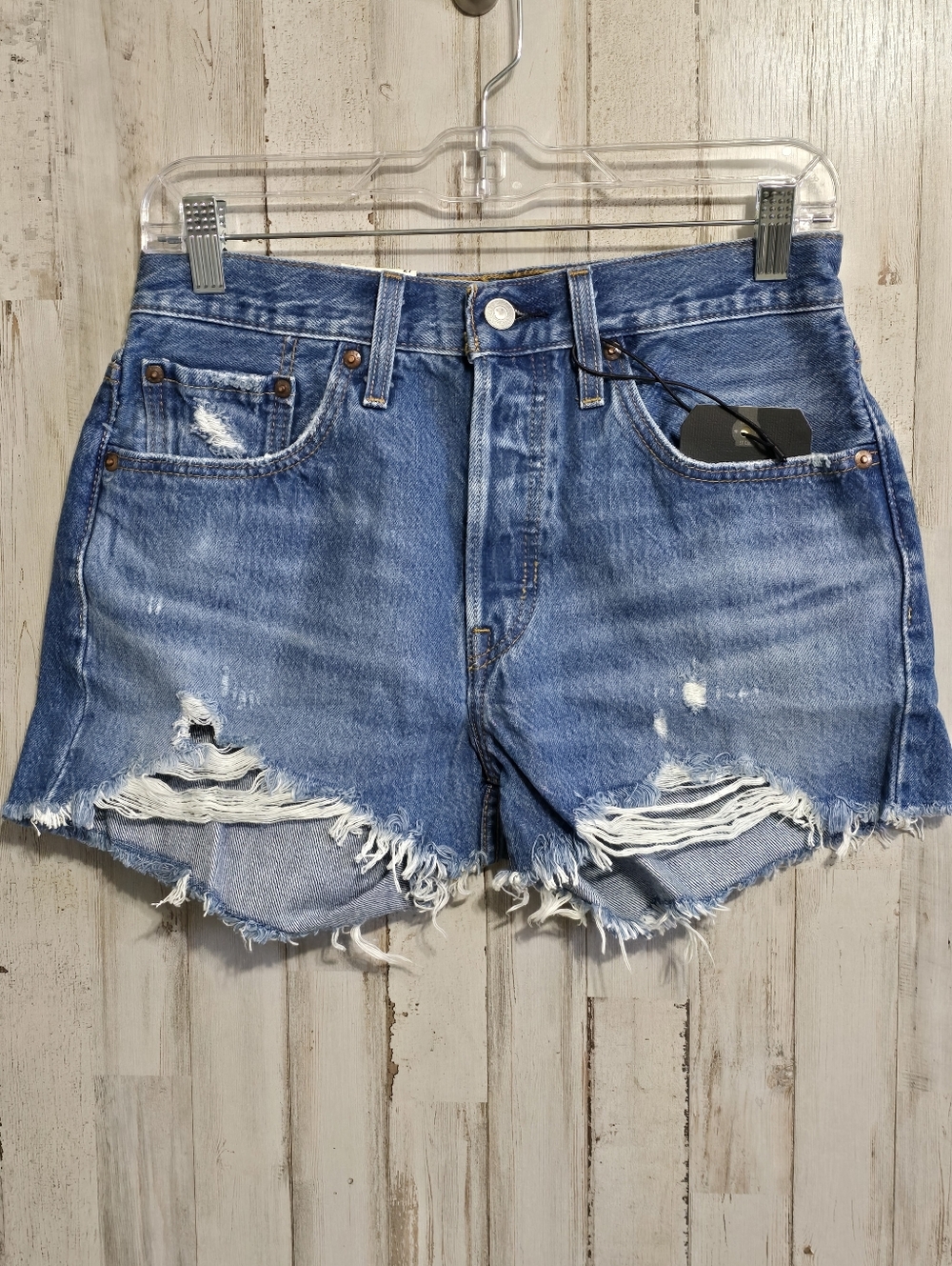 Levi's Premium 501 Button Fly High Rise Cut Off Distressed Shorts Size 27